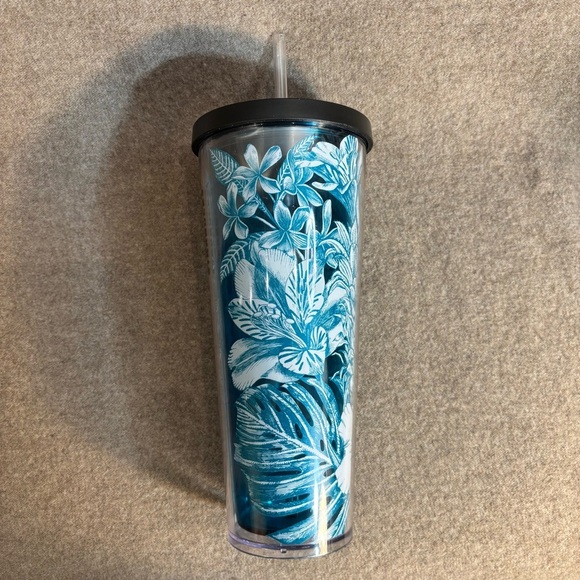Starbucks Tropical Blue Floral Tumbler with Straw - Picture 4 of 11